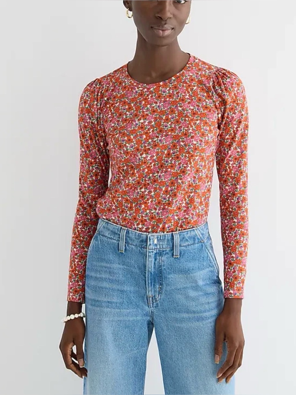 J.Crew Puff Sleeve Long Sleeve Floral Top